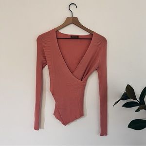 Vintage Silk Wrap Bodycon Top